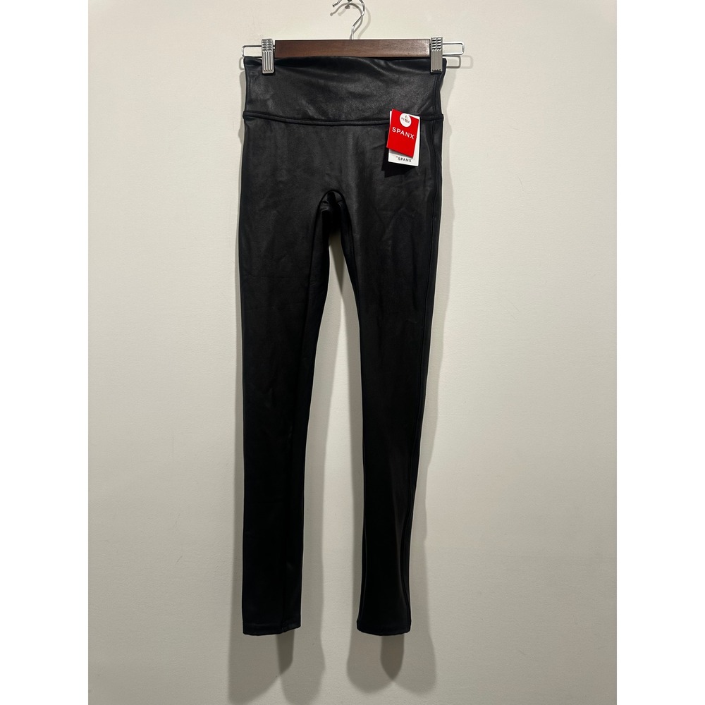 Spanx Faux Leather Leggings Black Petite Small High Waisted NWT
